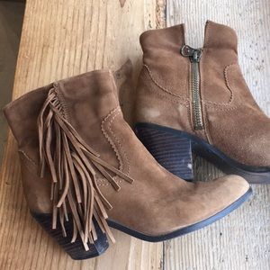 Sam Edelman Suede Fringe Louie Boots Brown Leather